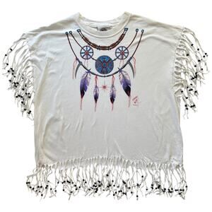 Northern Woods beaded fringe dreamcatcher poncho tee XXL made in Canada